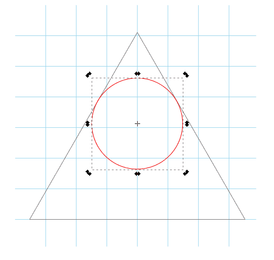 Use Inkscape's Circles tool to create a perfect circle within your triangle and convert it to a path