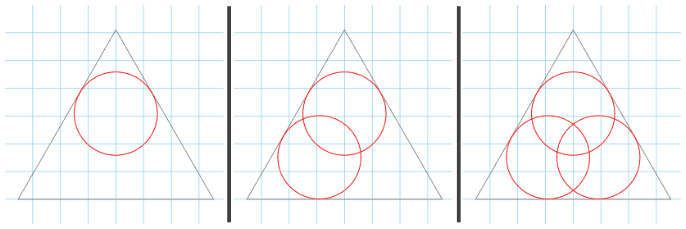 Duplicate your original circle (use CTRL + D) and align within your triangle