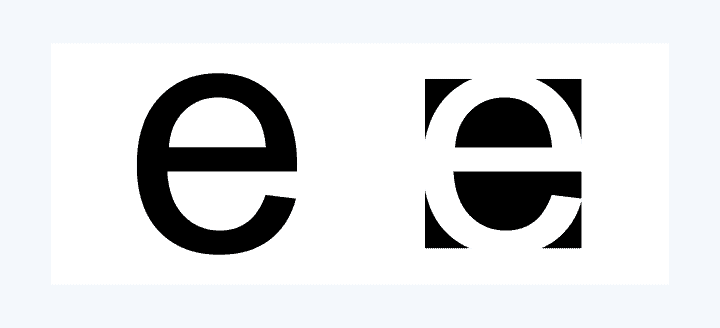 This is an example of how the figure/ground principle works: what writes the letter "e," positive or negative space? 