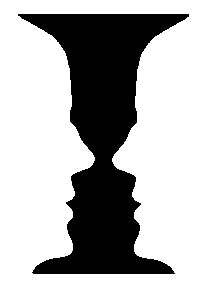 Classic example of the figure ground principle: A chalice or two faces facing each other? 