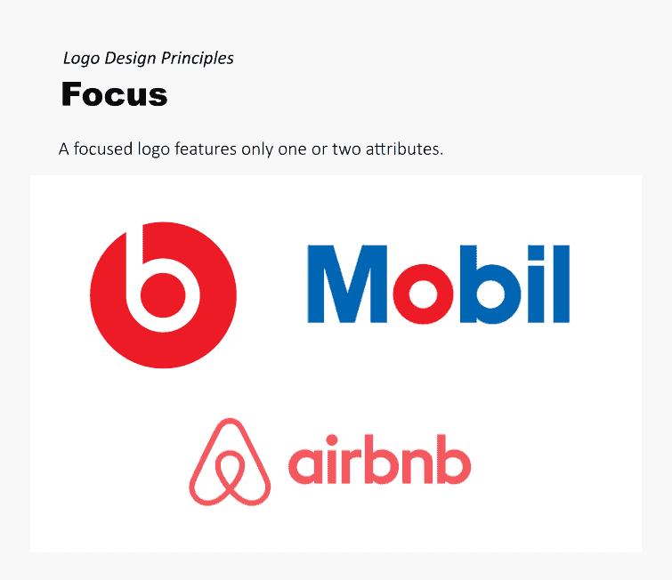 A focused logo features only one or two attributes or elements.