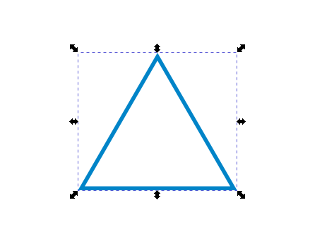 Click once on an object in Inkscape to transform its size and shape.